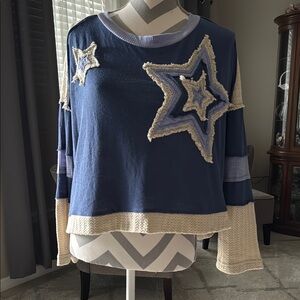 POL Blue Star Appliqué Top